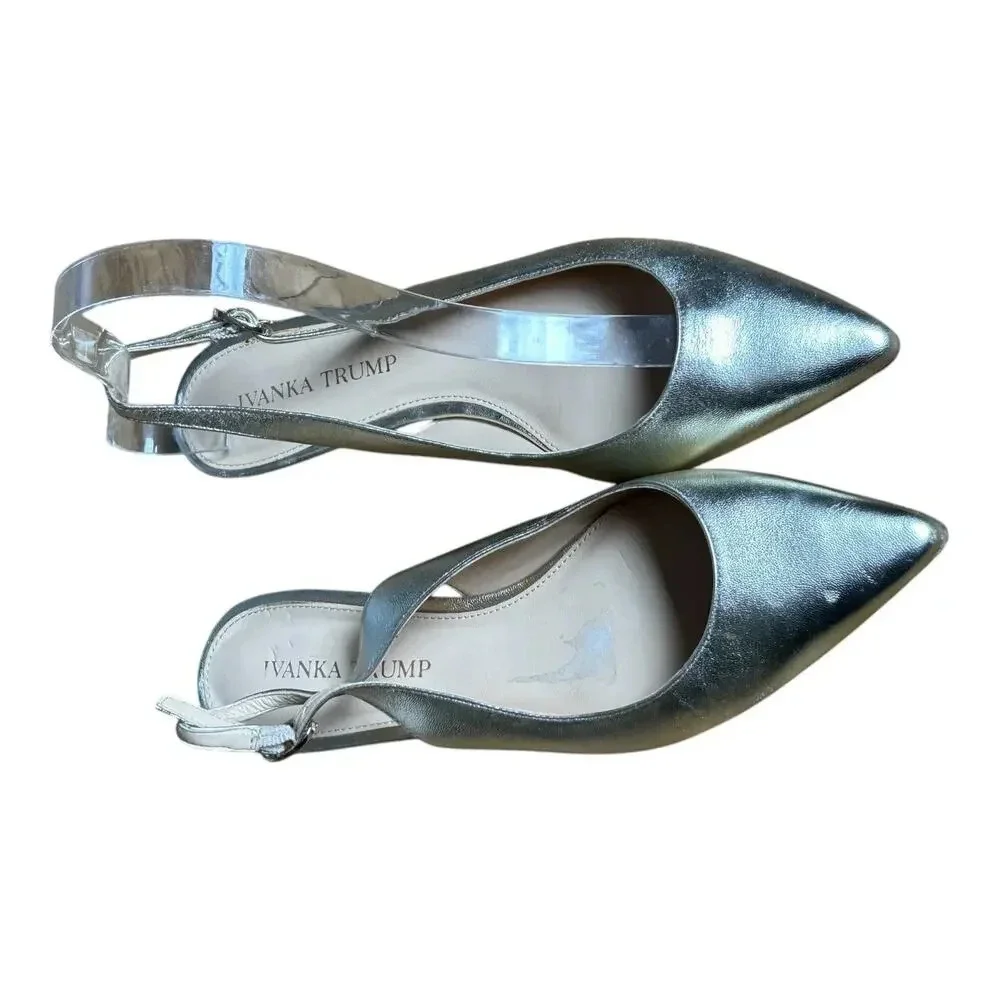 Ivanka Trump Gold Sling Back Size 6 Pointed Toe Flats Buckle Sandals Women’s